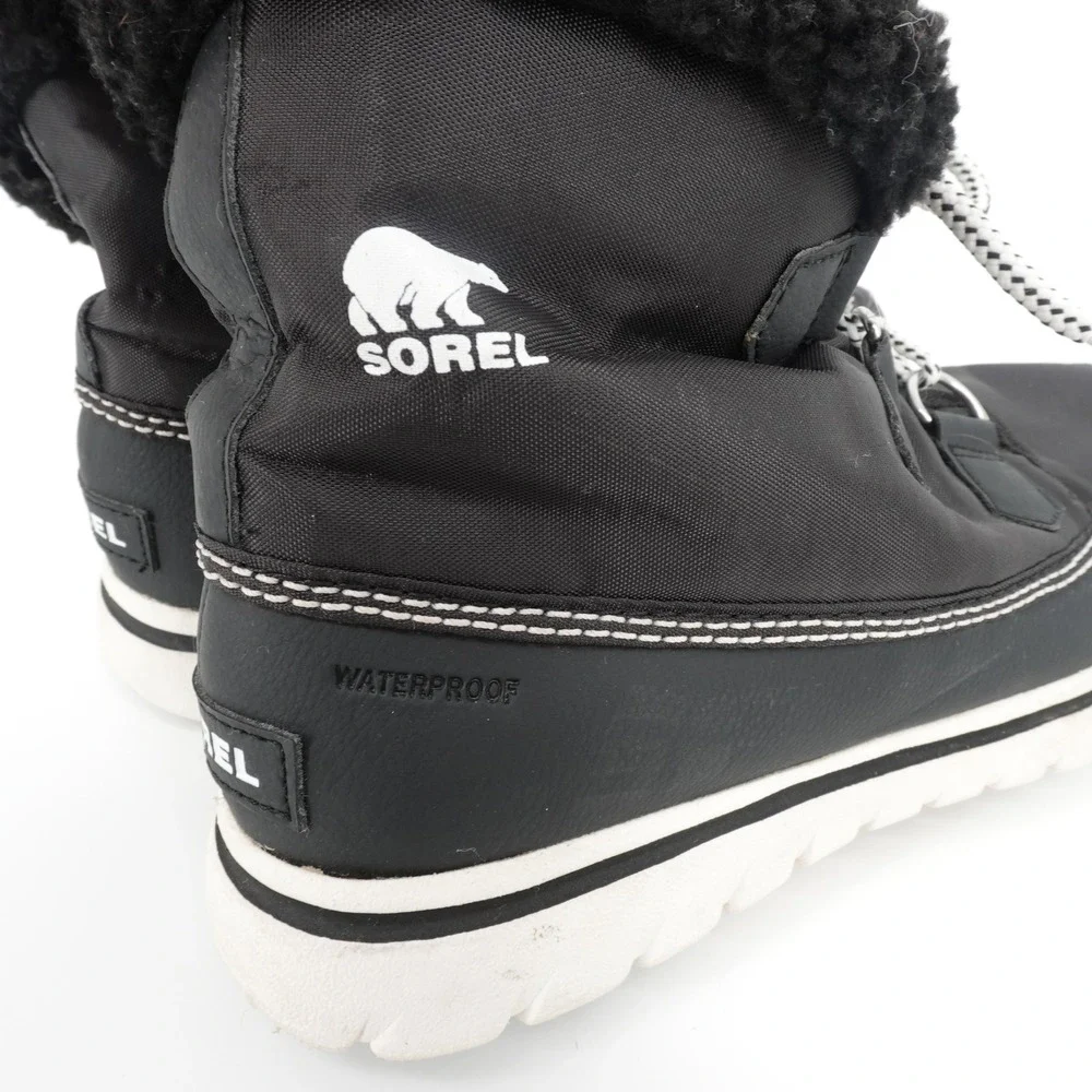 Sorel Explorer Joan Black Waterproof Sherpa Winter Boots NL2297-011 Womens 8
